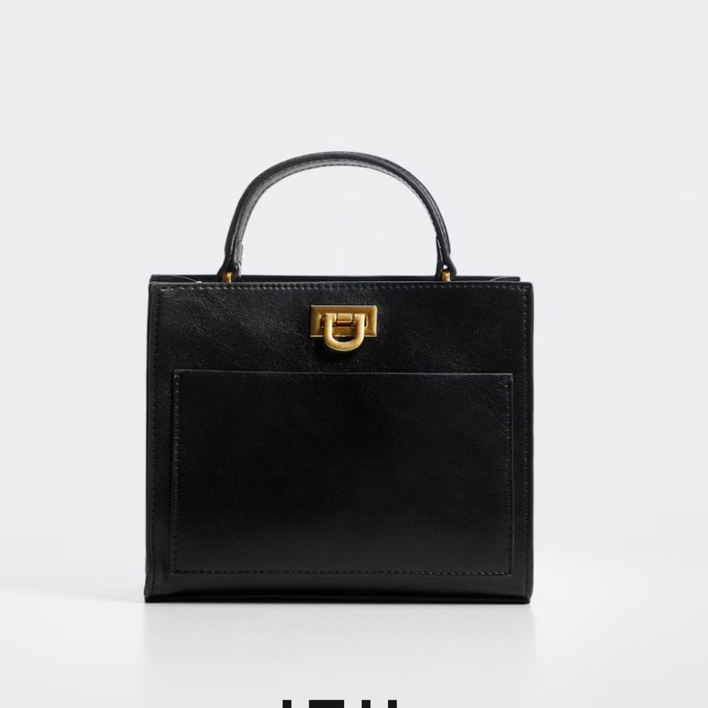 Mango Black Mini Bag with Gold Accent